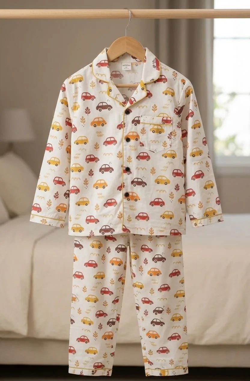 Red Yellow Car Nightsuit