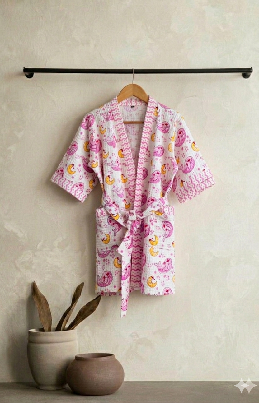 Pink Whale & Crescent Moon Robe
