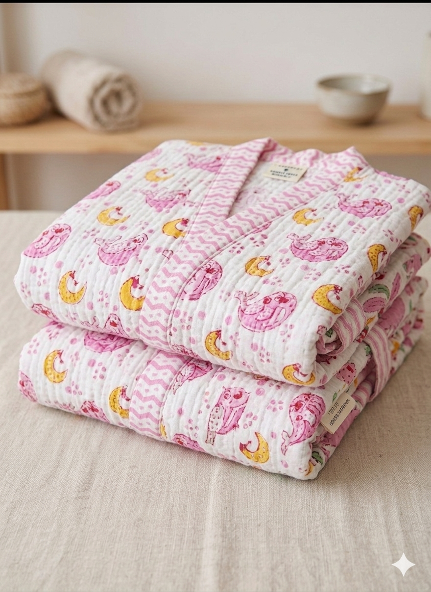 Pink Whale & Crescent Moon Robe