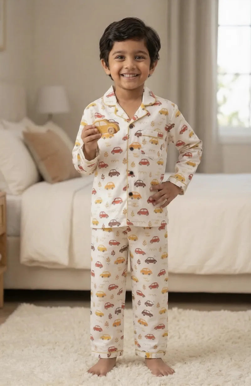 Red Yellow Car Nightsuit